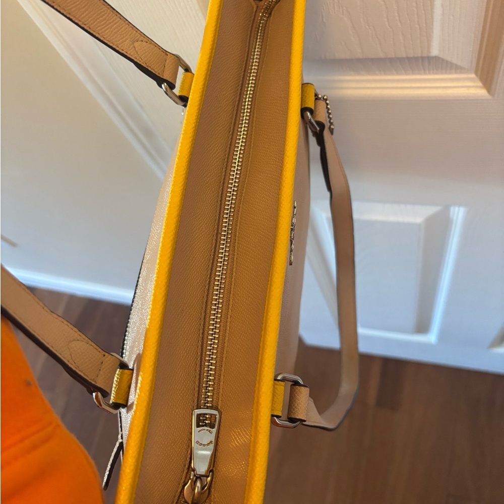 Coach City Tote C1757-F59855 Taupe & Yellow Tote Bag w Matching Wristlet - Picture 11 of 14